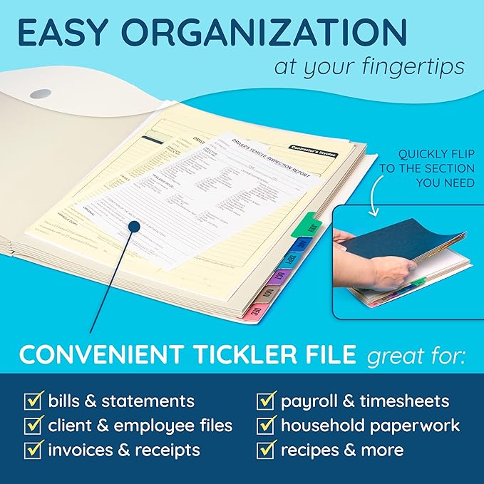 Blue Summit Expanding Monthly File Organizer, Letter Size 12 Month File Folder Organizer with Dividers, Paper Sorter for Desk and Documents (Pack of 2)