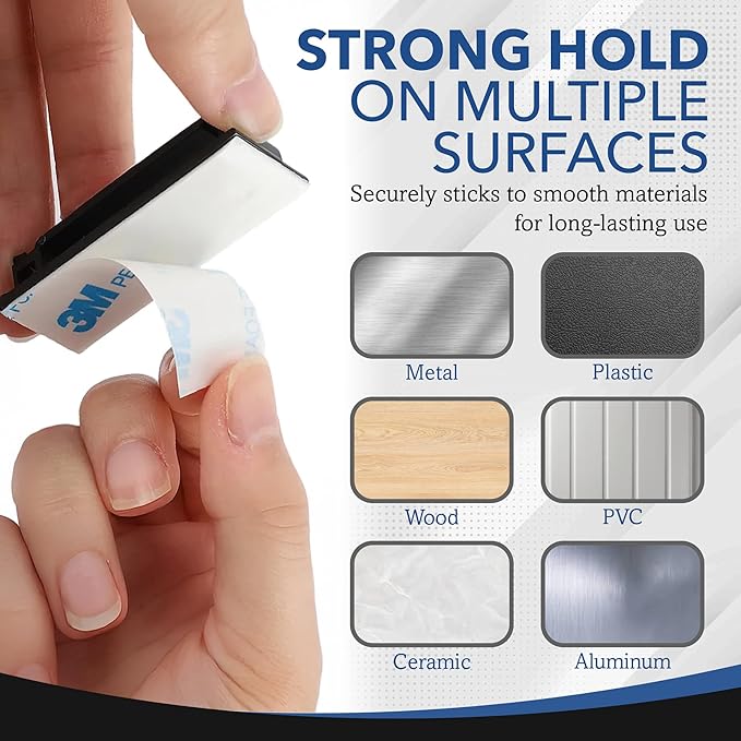 100 PCS Self Adhesive Cable Clips, Wire Organizer, Cable Management, Cord Organizer for Desk, Wall, PC, Car, Home, Office, USB, Ethernet, Power Cords, Black (Large)