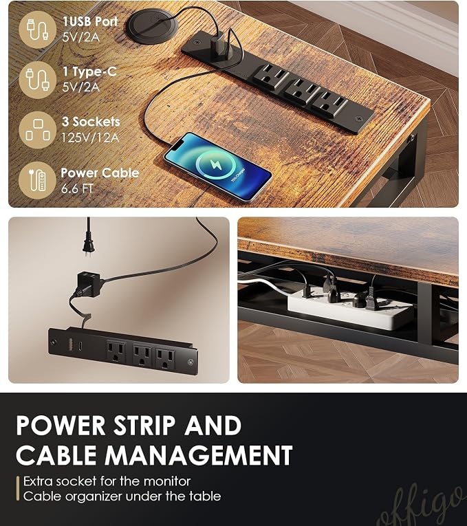 OffiGo 55 Inch L Shaped Electric Standing Desk with 4 Drawers, Rustic Brown | Reversible Corner Table, Office Desk With 4 Drawers and Outlets For Home Office, Computer Workstation And Sit Stand Use