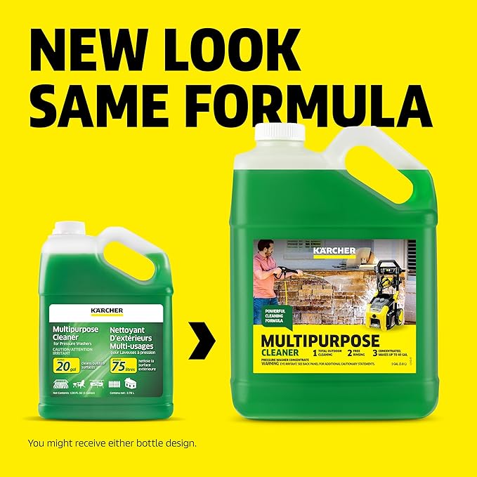 KÄRCHER Multi Purpose Pressure Washer Detergent, Highly Concentrated | Removes Dirt and Grime from Fences, Siding, Patios, Driveways, Sidewalks, Concrete and More, Makes up to 40 gal of Cleaner