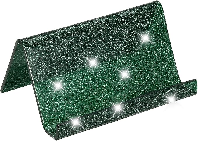 PATIKIL Business Card Holder for Desk, Acrylic Business Card Holders Shine Card Stand Organizer Cards Display for Office Exhibition, Green