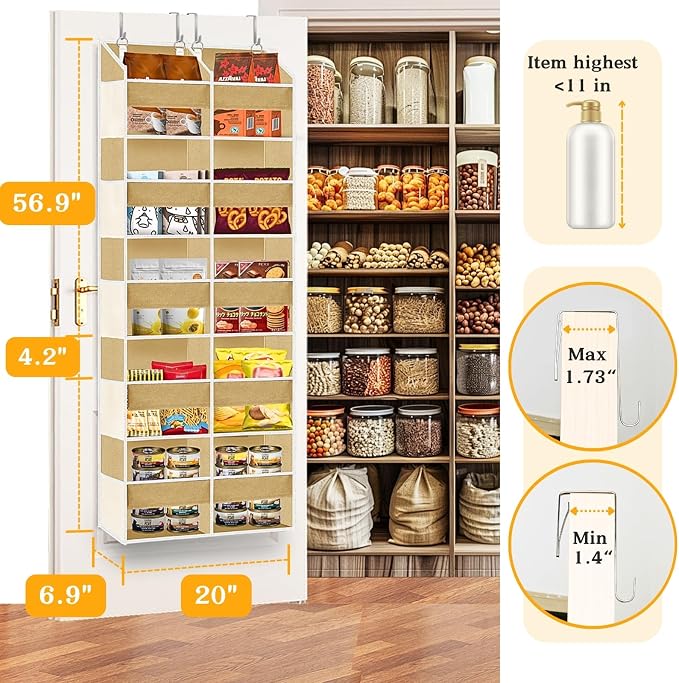Ofiray-home Over the Door Organizer 5 Tiers,Extra Large Behind Door Storage of 10 Compartments,80 lbs Weight Capacity Over the Door Storage, Door Hanging Organizer for Closet, Diaper Organizer, Camel