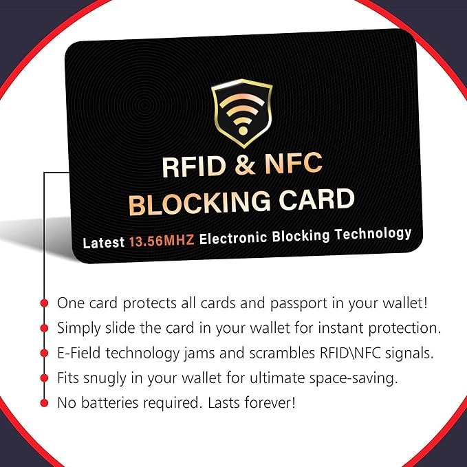 SaiTech IT 3 Pack RFID Blocking Card for Credit Debit ID Card, Black | Slim Anti-Theft Contactless NFC RFID Blocker Protector, Easily Fit into Wallet and Purse, for Men & Women