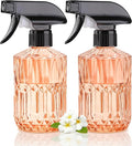 Glass Plant Mister Spray Bottle, 15oz Refillable Water Bottle Spray, Reusable Adjustable Nozzle Plant Mister Spray Bottles Indoor, Plant Mister for Hair, Cleaning, Gardening, Pets Care (Orange)