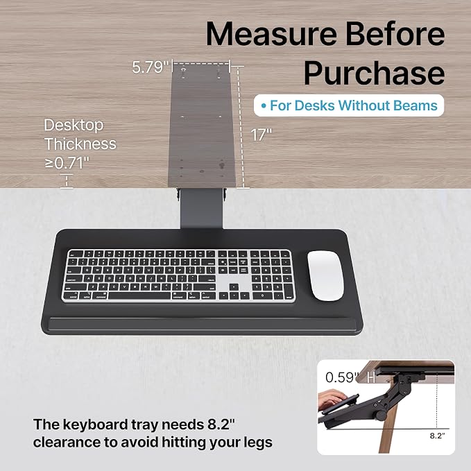 PEGZONE Keyboard Tray Under Desk Slide Out, 25 x 11 inch, Black | with Storage Drawer, Height Adjustable Swivel Tilt, Ergonomic Under Desk Mount Keyboard & Mouse Holder for Gaming Home Office