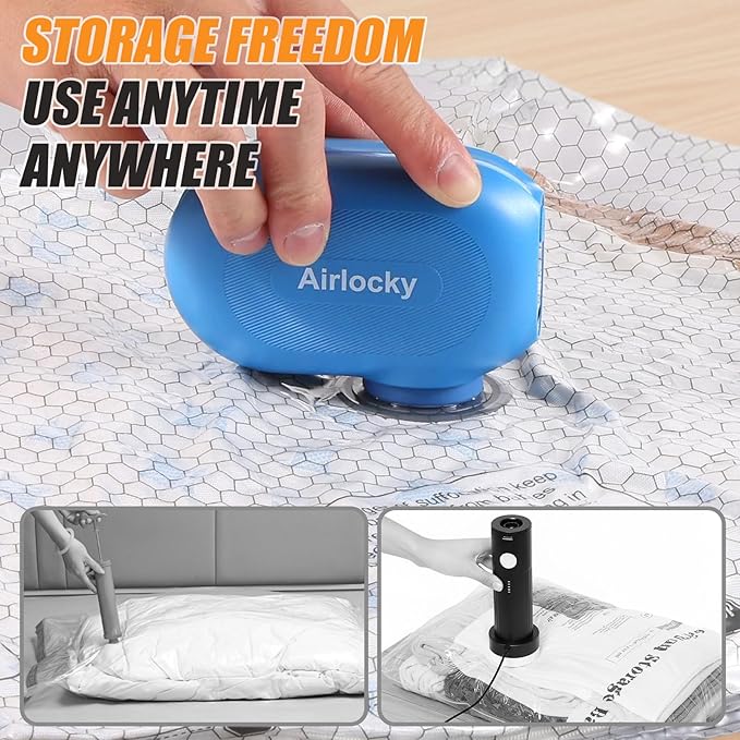 Travel Vacuum Storage Bags with Pump, 9 Pack Carry-on Compression Packing Bags + Portable Electric Pump, 80% Space Saver of Clothes, Vacuum Seal Bags for Clothing Travel Luggage