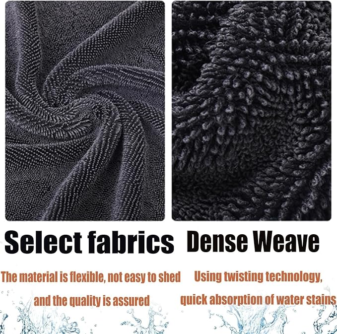 Shiny Microfiber Wipes Bath Shower Cleaning Cloths, 1300gsm Super Absorbent Microfiber Bath Towels, for Bathroom, Car and Home Toilet (2Pcs-Double Pile(15.75 * 15.75in))