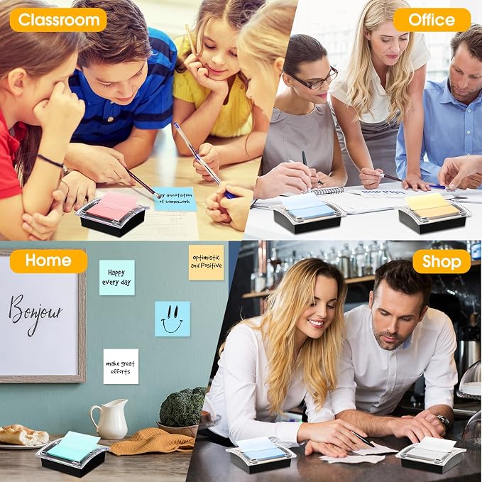 Mimorou 24 Pcs Pop Up Note Dispenser with Black Base Clear Top Acrylic Sticky Notes Holder Fit for 3 x 3 Inches Notes Sticky Note Dispenser for Desk School Office Home Store Memo Gift