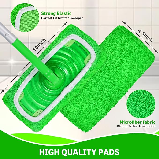 AmaVins 8 Pack Reusable Microfiber Mop Pads Compatible with Swiffer Sweeper, Dry Sweeping Cloths & Wet Mopping Cloths, Washable Pads for Surface/Hardwood Floor Cleaning (Mop is Not Included)