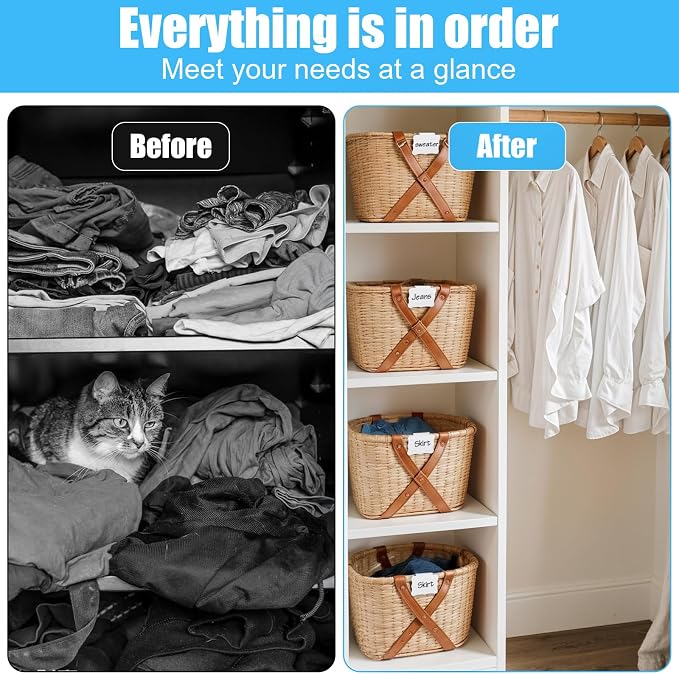 8PCS White Basket Labels Set Basket Labels Clip on 3.5x2.7 Inches Kitchen Clip Label Holder Clips On PVC Label Removable Holders Removable Pantry Baskets Labelsfor Pantry Storage Bins Box
