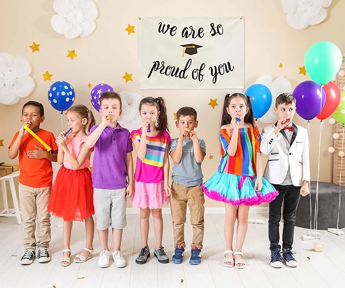 We Are So Proud of You Graduation Banner, Beige Cotton Canvas Wall Hanging Rectangular Flag, Congrats Graduation Party Decor for Class of 2026, School, Home Photo Backdrop 28.5×20 inches