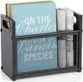 Black Magazine Holder, Wood Magazine Rack Floor, Mesh Magazine File Holder, Magazine Storage Basket, Magazine Holders for Classroom, Magazine Stand for Desk, Folder Organizer Bin for Books