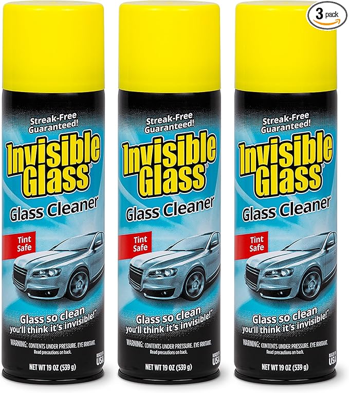 Invisible Glass 91164-3PK Premium Aerosol Glass Cleaner Spray for Car Windshields and Windows, Automotive and Home Window Cleaner, Streak-Free, Ammonia-Free, Tint-Safe – 19 oz (Pack of 3)