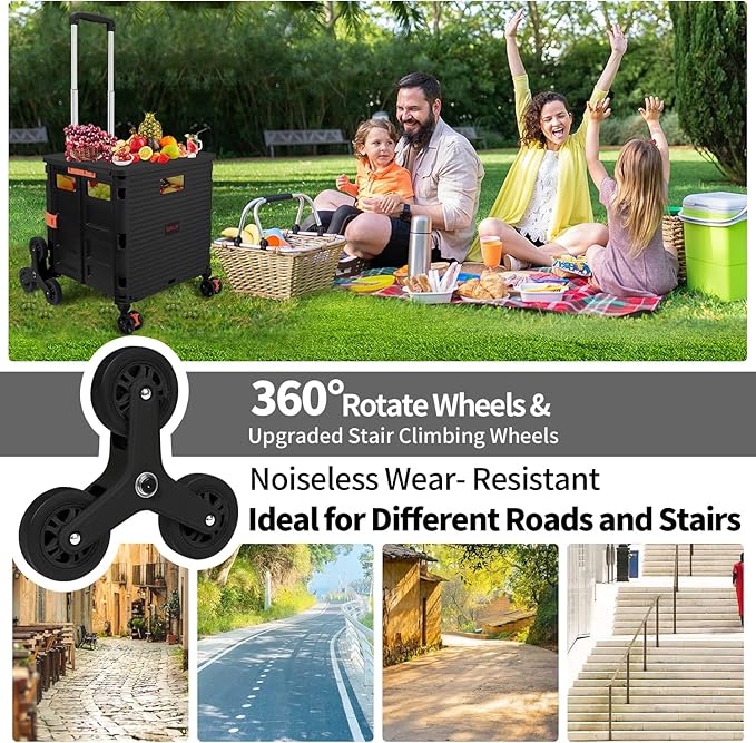 Wheel Replacement Stair Climbing Wheels for Shopping Laundry Cart, Trolley Triangle Shopping Cart Stair Climbing Wheels for BY06C BY10C Foldable cart (2 PCS)