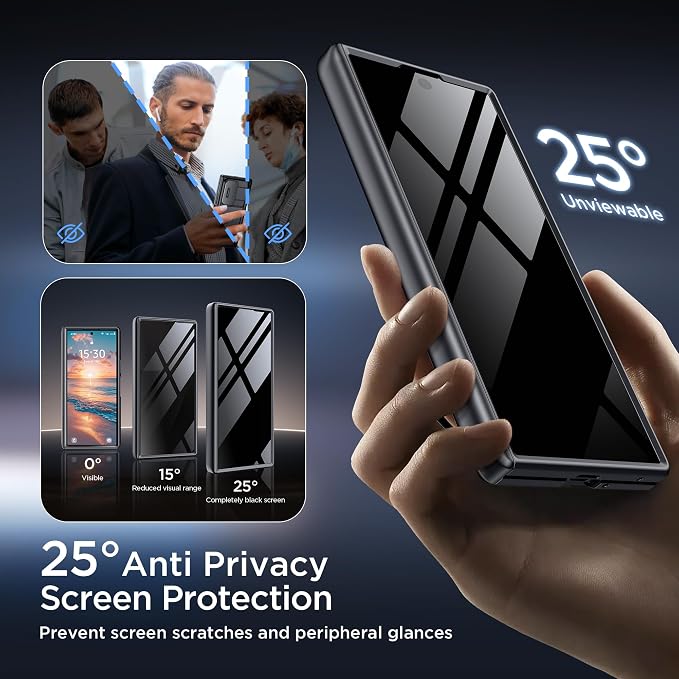 TONGATE Wallet for Z Fold 8 Ultra Case with Privacy Film & Stand, Black | 4-Card Holder, Anti Spy, Camera Cover, Full Hinge Protection Phone Case for Galaxy Z Fold 8 Ultra Office Business Outdoor