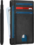 furid Slim Genuine Leather Wallet: Minimalist RFID Small Card Wallet for Men with ID Window - Front Pocket Comfortable Fit - 0.11-inch Ultra Thin Credit Card Holder for Men's Gift