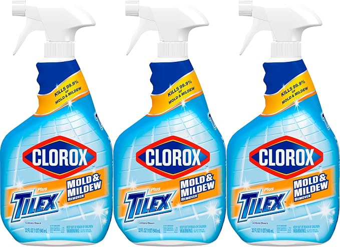 Clorox Plus Tilex Mold and Mildew Remover with Bleach, Spray Bottle, 32 Fluid Ounces, Unscented, Pack of 3