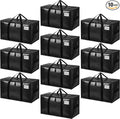 BAGAIL Heavy Duty Moving Bags with Strong Handle, Extra Large Moving Boxes, Storage Tote for Clothes, College Moving Supplies(Black, 10 Pack)