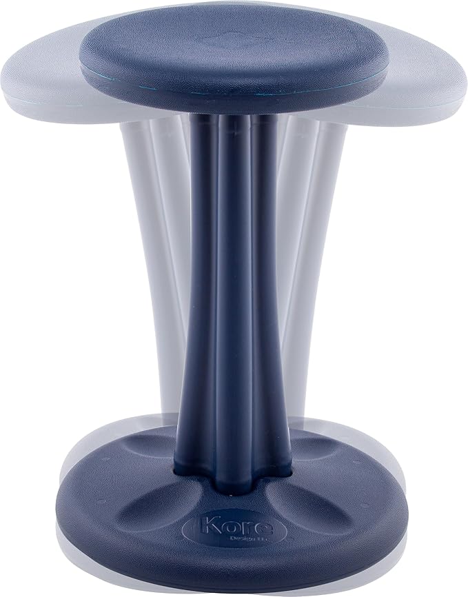 KORE DESIGN Wobble Stool Chair, Girls + Boys Kid Desk Stools, Ergonomic Small Office Chairs, Flexible Seating Active Kids, ADD/ADHD, Classroom, School, Home, Pre-Teen (18.7in), Age 10-11 yr, Dark Blue