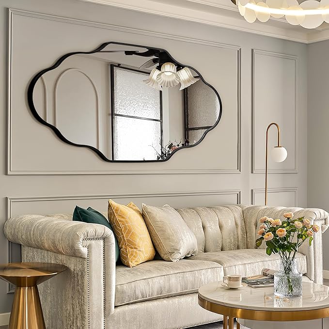 Dorlicecass Wall Mirror for Bathroom - Black Mirror Wall Decor 20" x 36"Modern Mirror Wall Decor with Aluminum Alloy Frame for Bathroom, Bedroom, Living Room, Dining Room, Cloakroom, Entryway