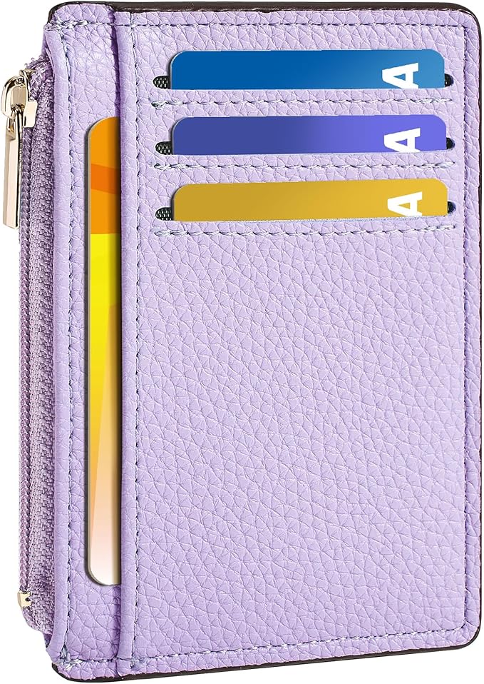 Tipmile Womens Credit Card Holder Wallet, Small Slim RFID Blocking Sleeve | Mini Tiny Cute ID Case, Minimalist Zipper Pocket Wallet, Thin Coin Purse, Mothers Gift