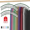 3 Pack Legging Organizer for Closet Hanging, Pants Hangers with Clips Holds 45 Leggings, Shorts, Skirts, Jeans, Hats, Pants Hangers Space Saving Clothes Racks Closet Organizers and Storage, Green