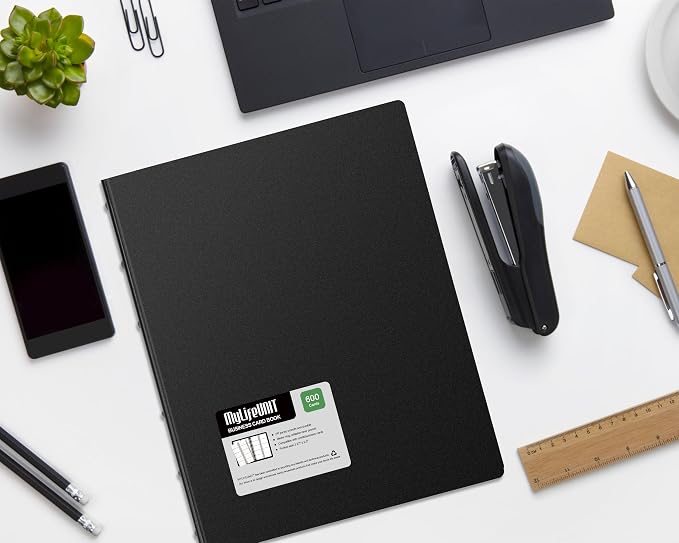 MyLifeUNIT Business Card Book, Name Card Holder Book with 600 Business Cards Capacity, Credit Card Book File Storage (Black)