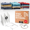 Tall White Wire Shelf Dividers for Closet Organization – Sturdy and Easy Set-Up Closet Shelf Dividers with Bonus Rose Gold Hanger (4, 16" Tall x 12" Wide)