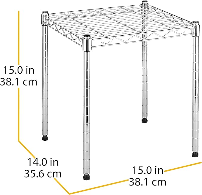 Whitmor Wire Shelving Unit, Metal Storage Shelves, Stacking Shelf with Basket, Easy Assembly Home Organizer for Pantry, Kitchen, Garage, Plant