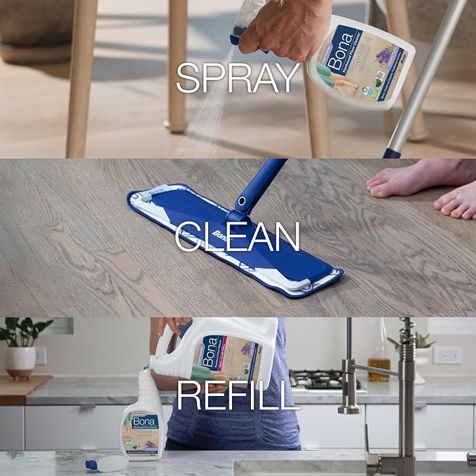 Bona Hardwood Floor Cleaner Spray - 32 fl oz - Lavender Thyme Scent - Refillable - Residue-Free Floor Cleaning Solution for Wood Floors