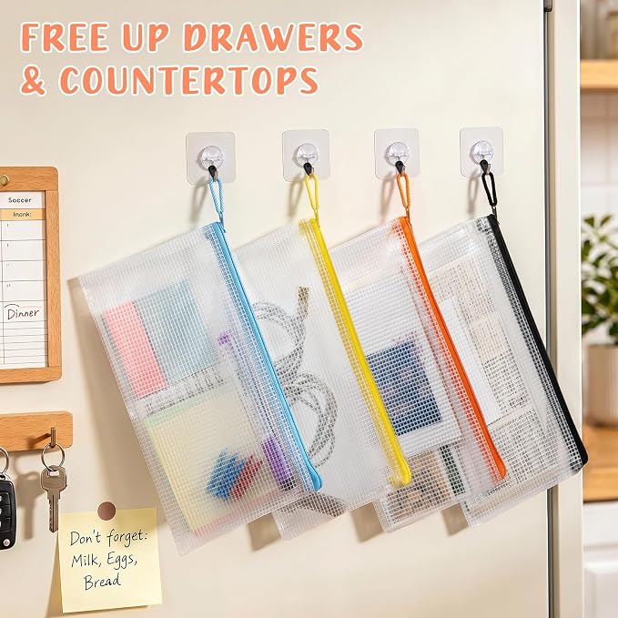 Smarpau 24 Pack Pencil Pouches, A6 Waterproof PVC Pencil Bags, 12 Colors Mesh Zipper Pouches for School Supplies, Classroom Organisation, Office Documents & Travel Storage