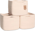 NaturalCozy Storage Cubes 9”x9”x7”Cotton Rope Woven Baskets for Organizing 3-Pack | 9 Inch Cube Storage Bin | Small Basket for Shelf Nursery, Pantry, Decorative Plant, Bathroom Closet, Toy Gift