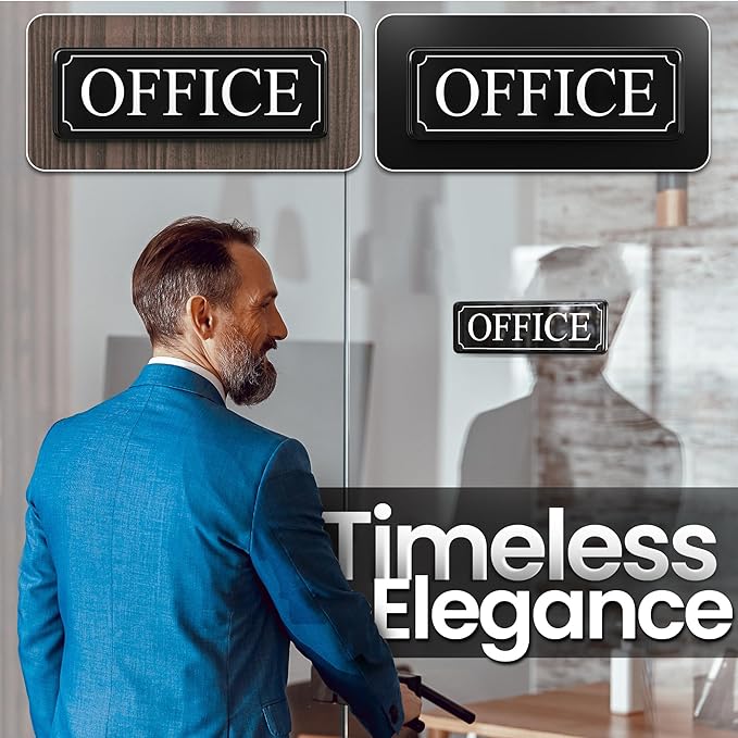 The Office Door Sign for Your Home and Business with Bigger Letters - Bright Acrylic Self-Adhesive Sign 9×3 in with Double Sided 3M Tape - Quick and Easy Installation Without Any Tools