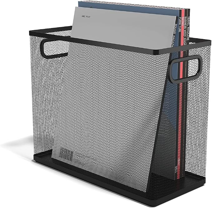 TRU RED Wire Mesh File Organizer, Large Single‑Compartment, Black – Desktop File Holder for Folders & Documents