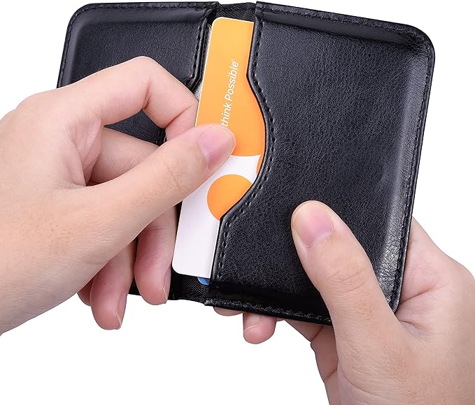 Wisdompro Business Card Holder, 2-Sided Folio Name Card Case | PU Leather Credit Card Holder Wallet with Magnetic Shut, Ultra Slim and Thin, for Business Cards & ID Cards, Men and Women