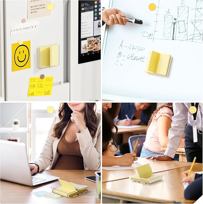 2 Pcs Sticky Note Dispenser, Magnetic Sticky Note Holder for Post It Notes, 3 x 3 Inch Acrylic Sticky Note Organizer for Office Home Classroom,Transparent