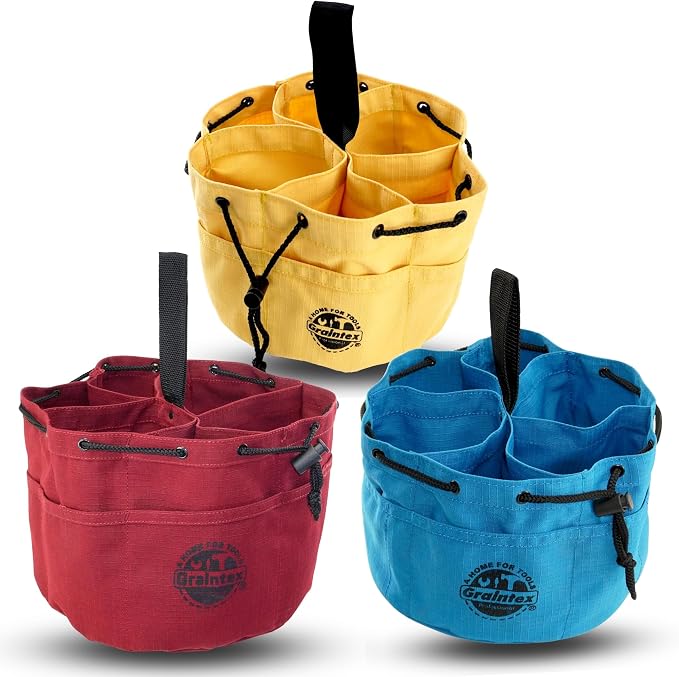 Graintex 18 Pocket Grab Bags Set of 3 Pcs Rip-stop Canvas, Drawstring Closure, Small Parts Organizer Bag, Small Tools, Screws, Parts, Parachute Tool Bag, Parachute Tool Organizer for Essential Items