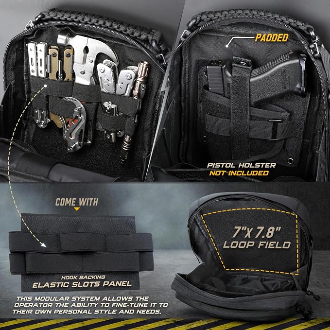 WYNEX Tactical Molle Admin Pouch, Molle Pouches of Double Layer Design | Utility EDC Pouch Organizer, Modular Tool Pouch, Medical EMT Attachment Bag,Large Capacity, Elastic Webbing Insert Panel