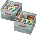 Shoe Organizer for Closet,2 Pack Foldable Shoe Storage Organizer Box Bin with Adjustable Dividers and Clear Cover, Fits up to 16-32 Pairs（Grey）