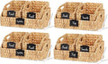 Wicker Baskets for Organizing,Pantry Baskets with Built-in Handles, Handwoven Wicker Storage Basket, Water Hyacinth Storage Bins for Shelves, 3 Pack, Natural 4 Set