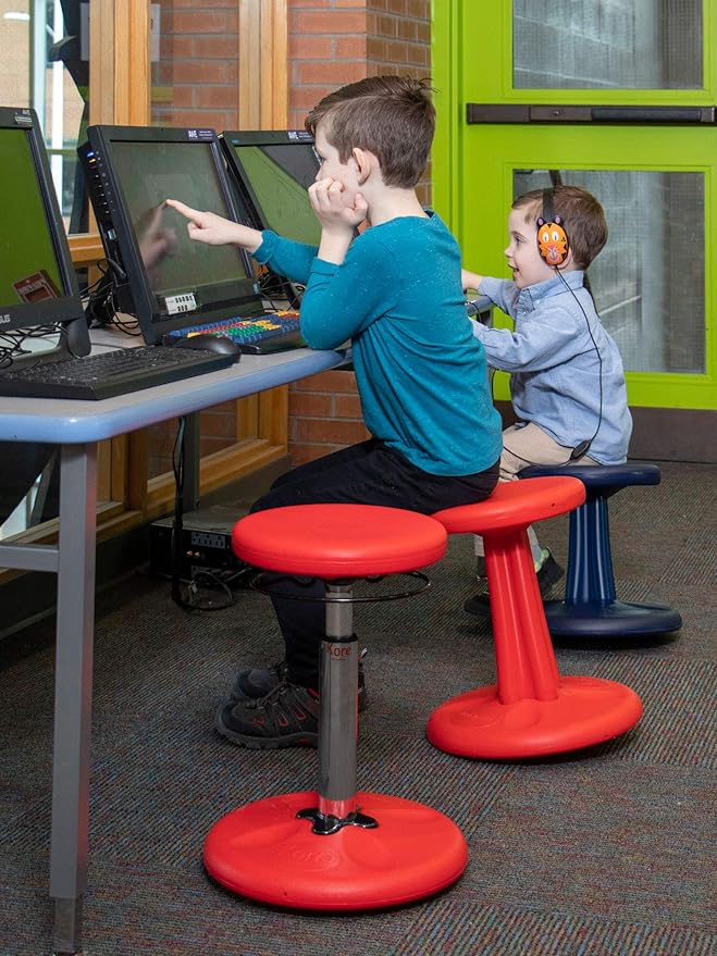 KORE Design Wobble Stool Chair, Girls + Boys Kid Desk Stools, Ergonomic Small Office Chairs, Flexible Seating for Active Child, ADD/ADHD, Classroom, School, Home, Kids (14in), Age 6-7 yrs, Green