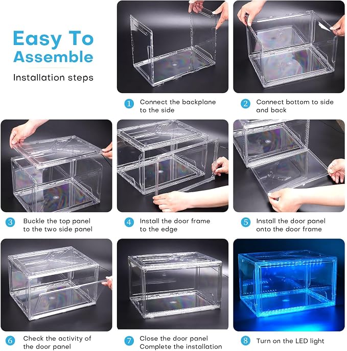 Oltraman LED Smart Shoe Boxes Display Case, Stackable Storage Organizers