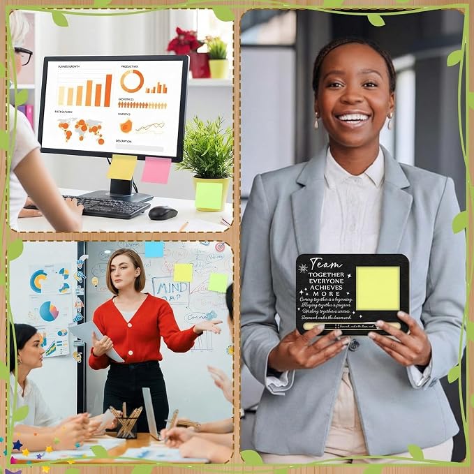 Kosiz 10 Set Back to School Teacher Gifts Bulk Team Together Wooden Sticky Note Holder with Notes and Ballpoint Pens Appreciation Thank You Gift for Teacher Back to School Party Supplies