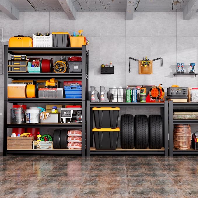 Set of 8-46" W Garage Shelving-2050 lbs 5 Tier Storage Shelves,Adjustable Heavy Duty Metal Shelving Unit and Storage Large Rack,Utility Steel Shelf for Warehouse Industrial Pantry 71"x46"x18"