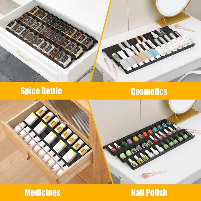 Famhap Spice Drawer Organizer Expandable 48 PCS, Fits 2"-96" Wide Drawer