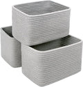 R RUNKA Small Cotton Rope Basket – Storage Bin for Organizing (10.6" x 6.7" x 6.7"), Bathroom Storage Basket for Shelf, Counter & Closet（Grey）
