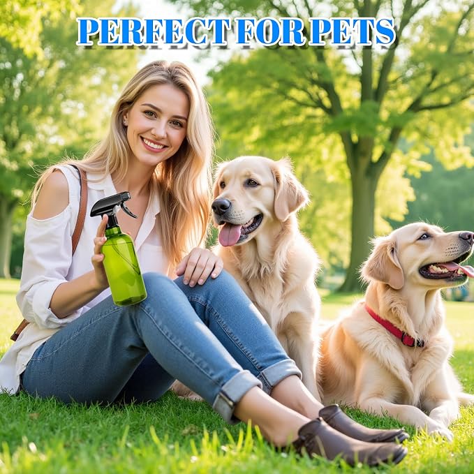 DIYSELF 2 Pack Spray Bottles for Hair, Plants and Pets, 16 oz, Green | Reusable plastic spray bottles for water, cleaning liquids, home, garden and laboratory applications
