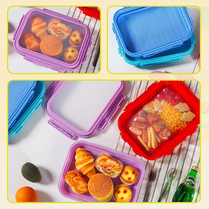 2 Pack Silicone Food Fresh-Keeping Storage Containers with Lid, Dual-Shape Design, BPA-Free, Leakproof Lock Clips, Versatile Fridge Storage Containers, Space Saving & Expandable