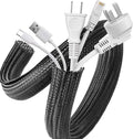 AGPTEK Cable Sleeve, 10ft - 1 inch Cable Management Desk Cord Cover Organizer Wire Hider for Home Office Computer TV Wire Loom Tubing Pet Proof Cord Protector from Cat Dog Chewing, Black