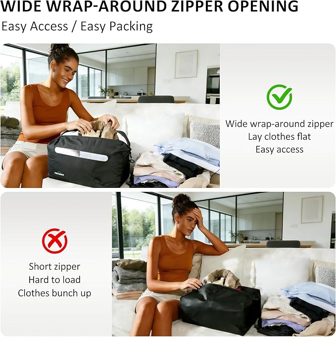 Travel Vacuum Bags with Pump, 33L Vacuum Seal Bags for Clothing, IPX8 Waterproof Vacuum Storage Bags with Handle for Luggage, Backpack, Suitcase, Home & Outdoor 2pack (Black)